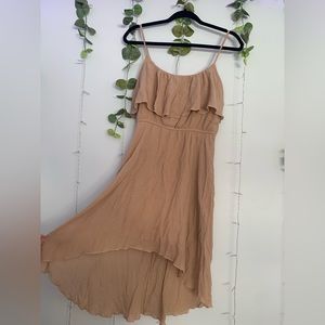 Flowy Tan High-Low Dress